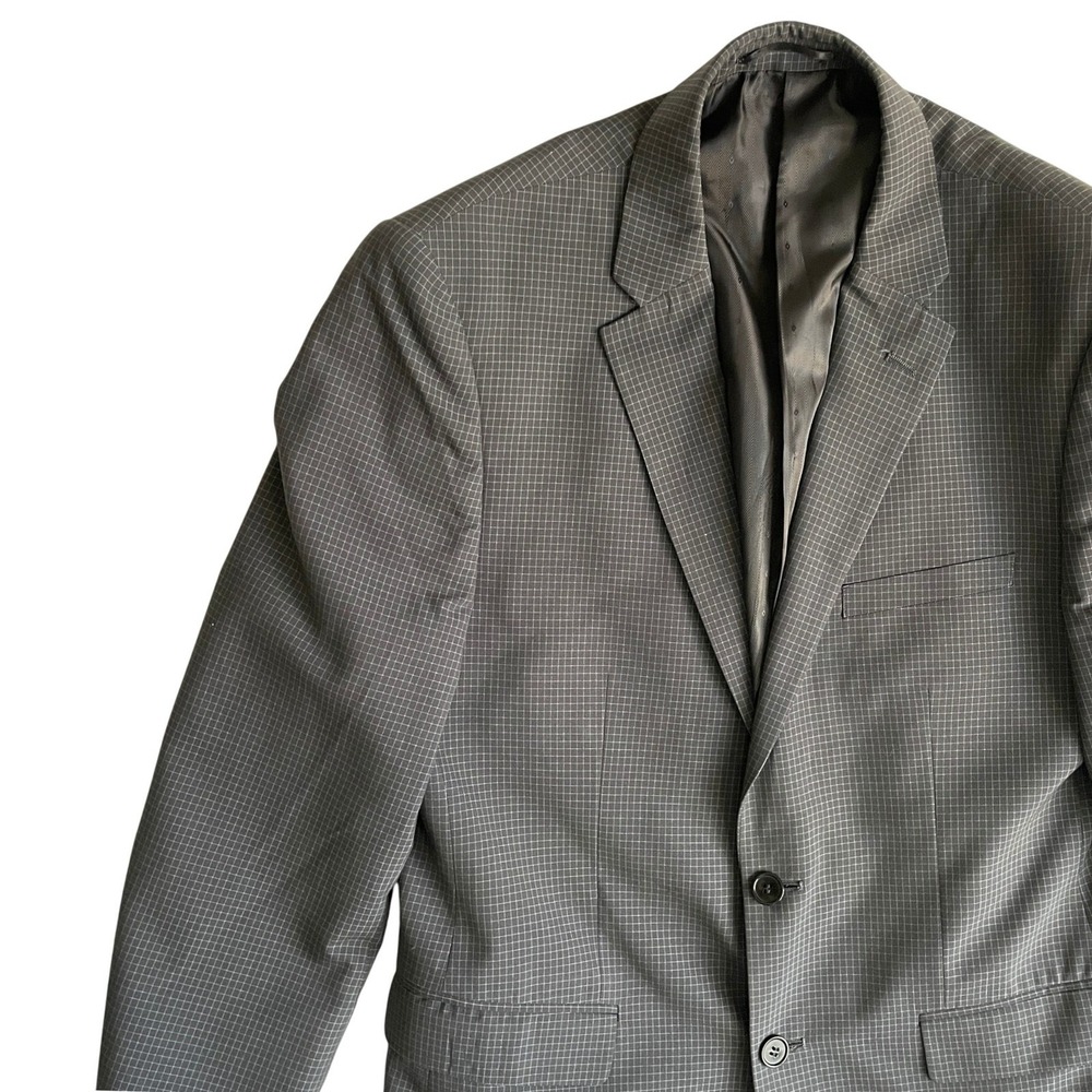 Carlo Lusso 150 Mens‎ Gray Plaid Two Button Blazer Size 40R